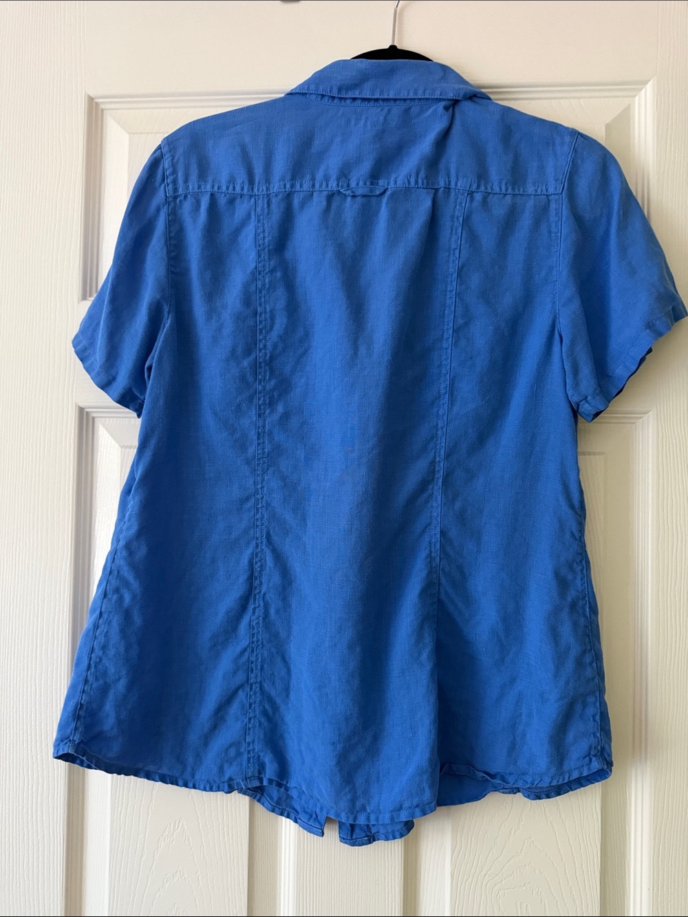 Tommy Bahama Royal Blue Short-Sleeve Button-Front 100% Linen button down Shirt - Picture 3 of 6
